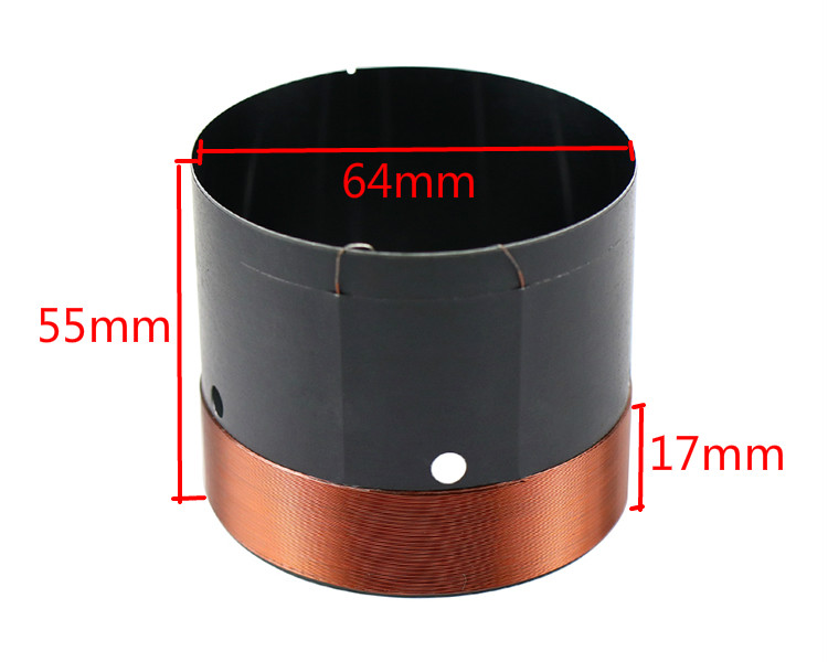 Copper Wire Roll - サブウーファースピーカー用ラウンド銅線,バス音声コイル,ブラックアルミニウム,DIY, 10〜15インチのスピーカー,2個,63.5mm, 64mm, 65.5mm, 8オーム