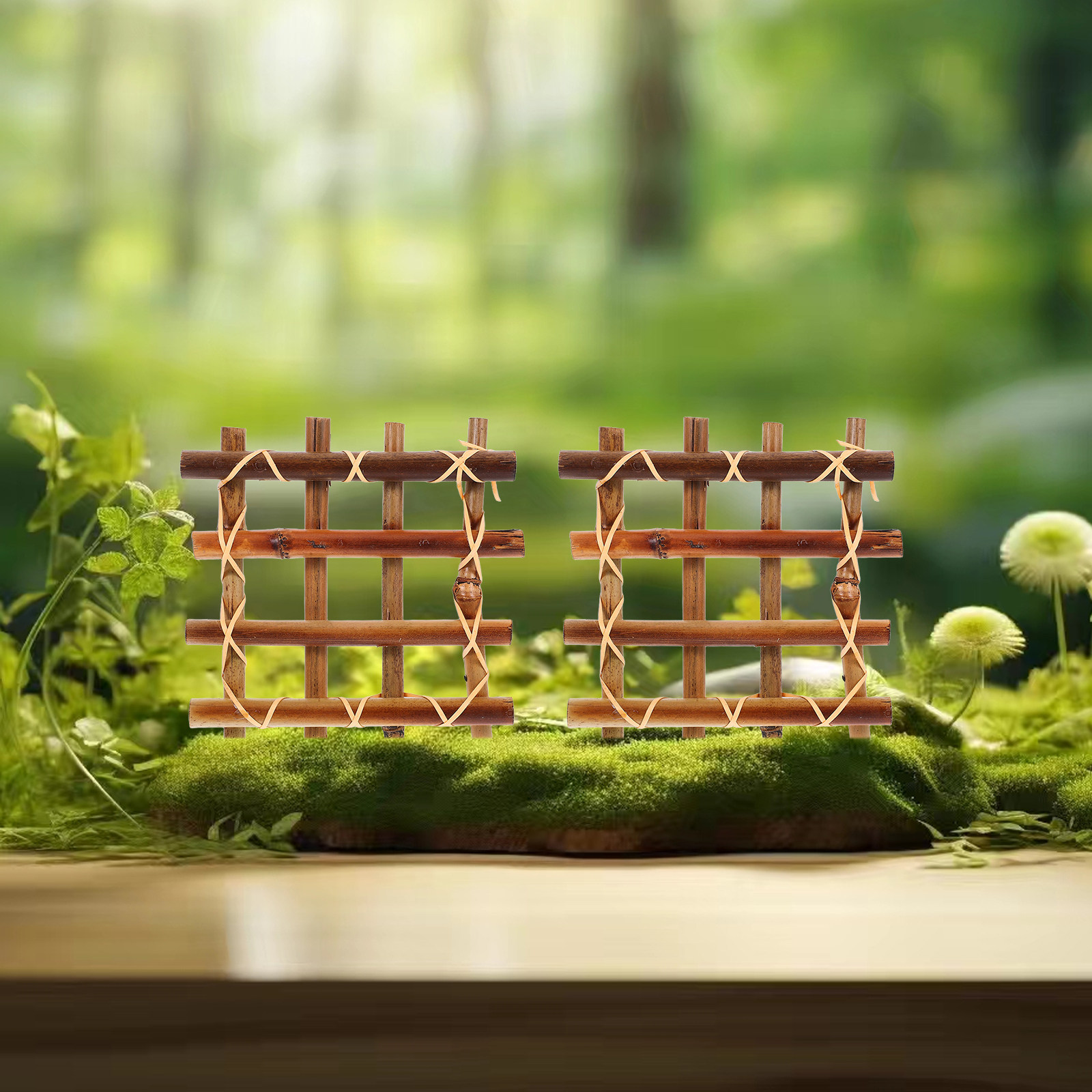 2個入り 竹製フェンス ミニチュア格子デザイン 庭の縁取り用 - Bonsai Garden Landscape Design のレビューと価格