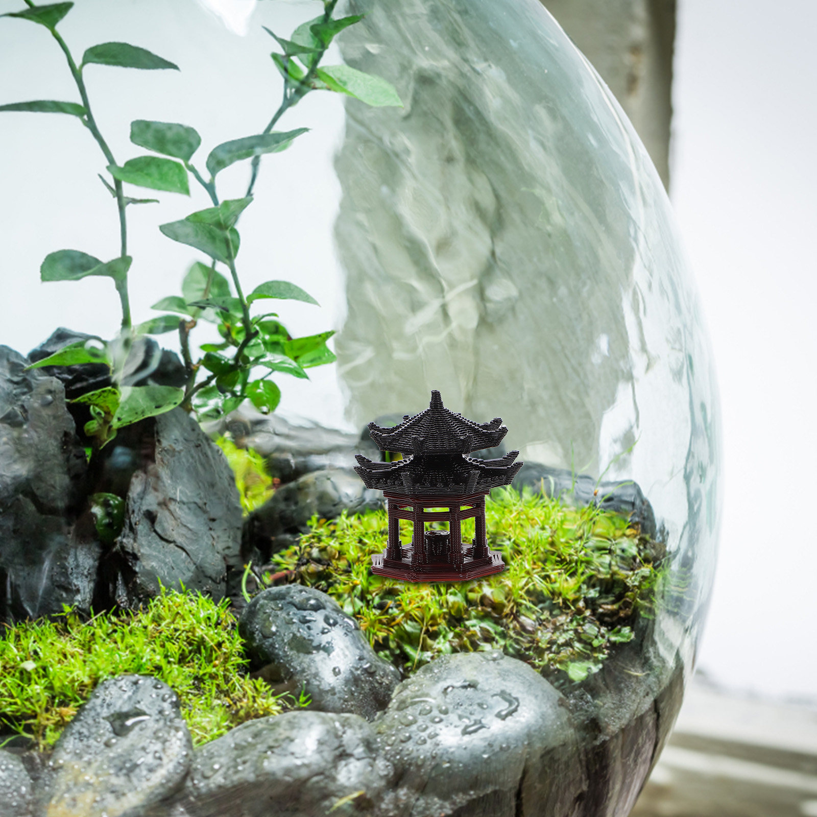 重厚感のあるミニパビリオン型オーナメント。中国風のデザインで - Bonsai Garden Landscape Design のレビューと価格